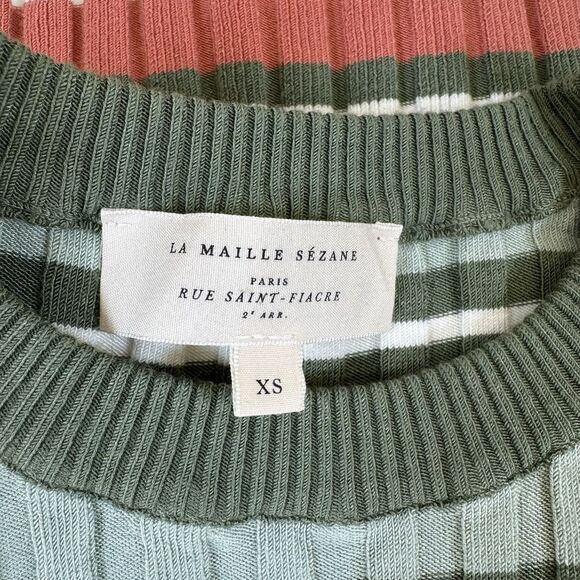 Sezane DOMITILLE Striped Knit Midi Dress Sz XS Bodycon - Picture 8 of 11